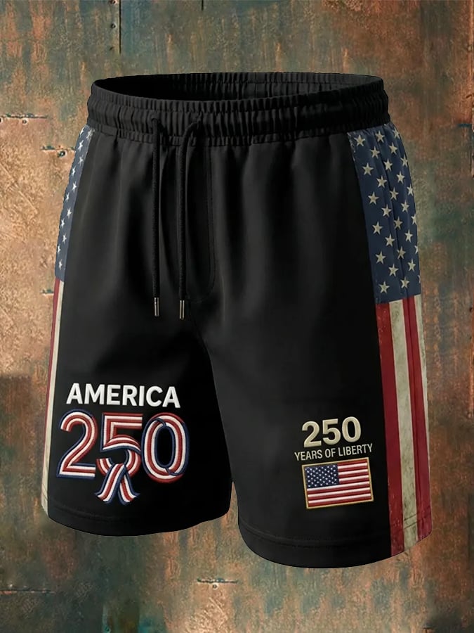 Men's 250th Anniversary National Flag Print Casual Shorts