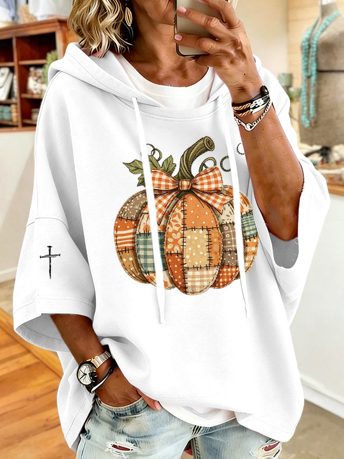Women'S Vintage Pumpkin Print Hoodie