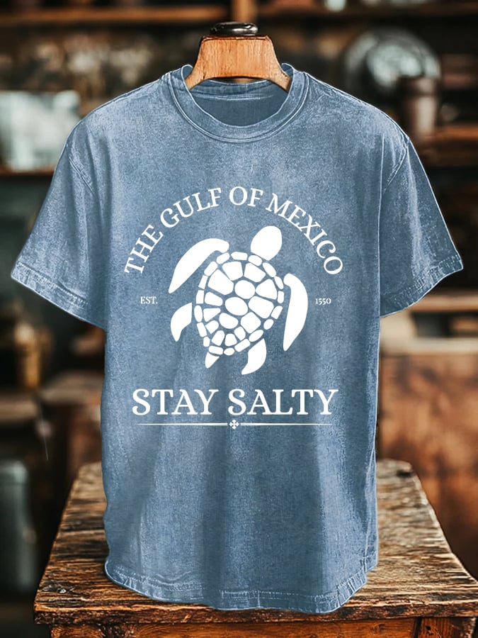 Men's Gulf Of Mexico Printed Round Neck T-Shirt