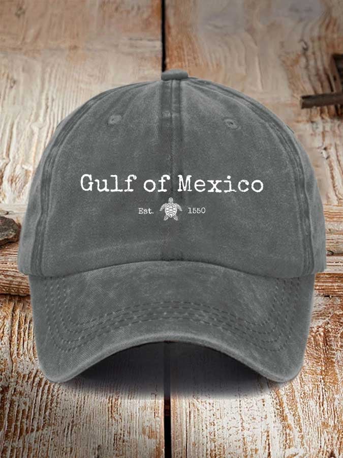 Vintage Gulf Of Mexico Print Baseball Cap