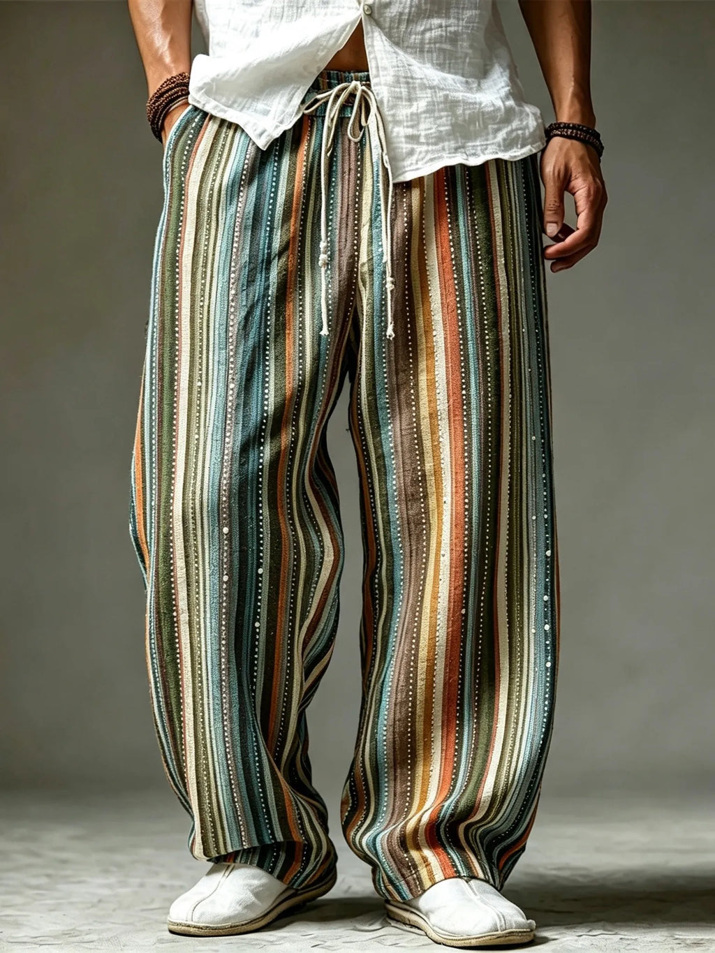 Men's Retro Bohemian Hippie Style Printed Casual Trousers