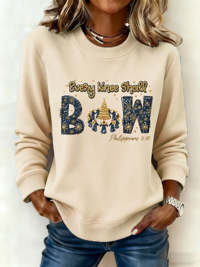 Women's Casual Every Knee Shall Bow Sweatshirt