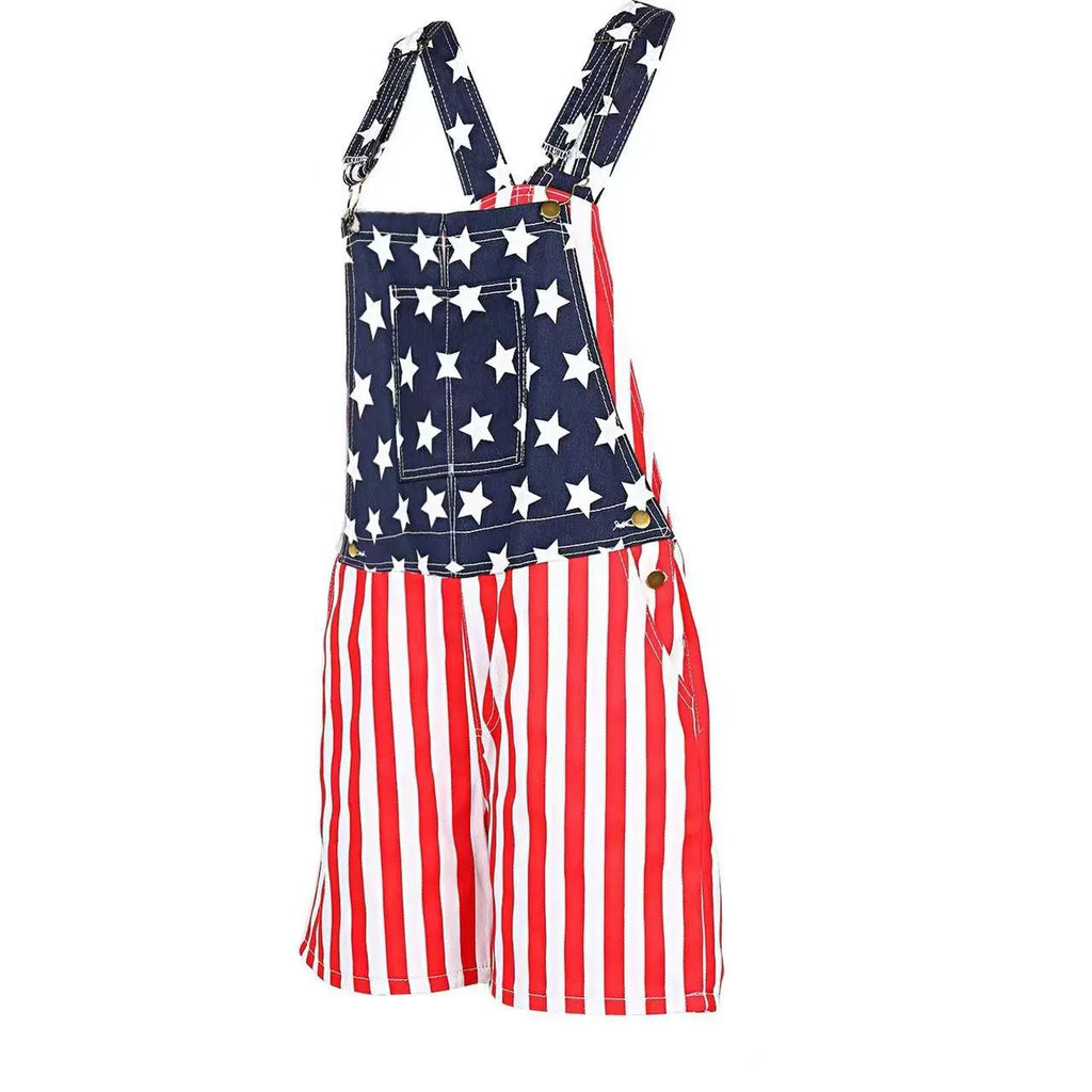 American Independence Day Flag Unisex Canvas Denim Jumpsuit