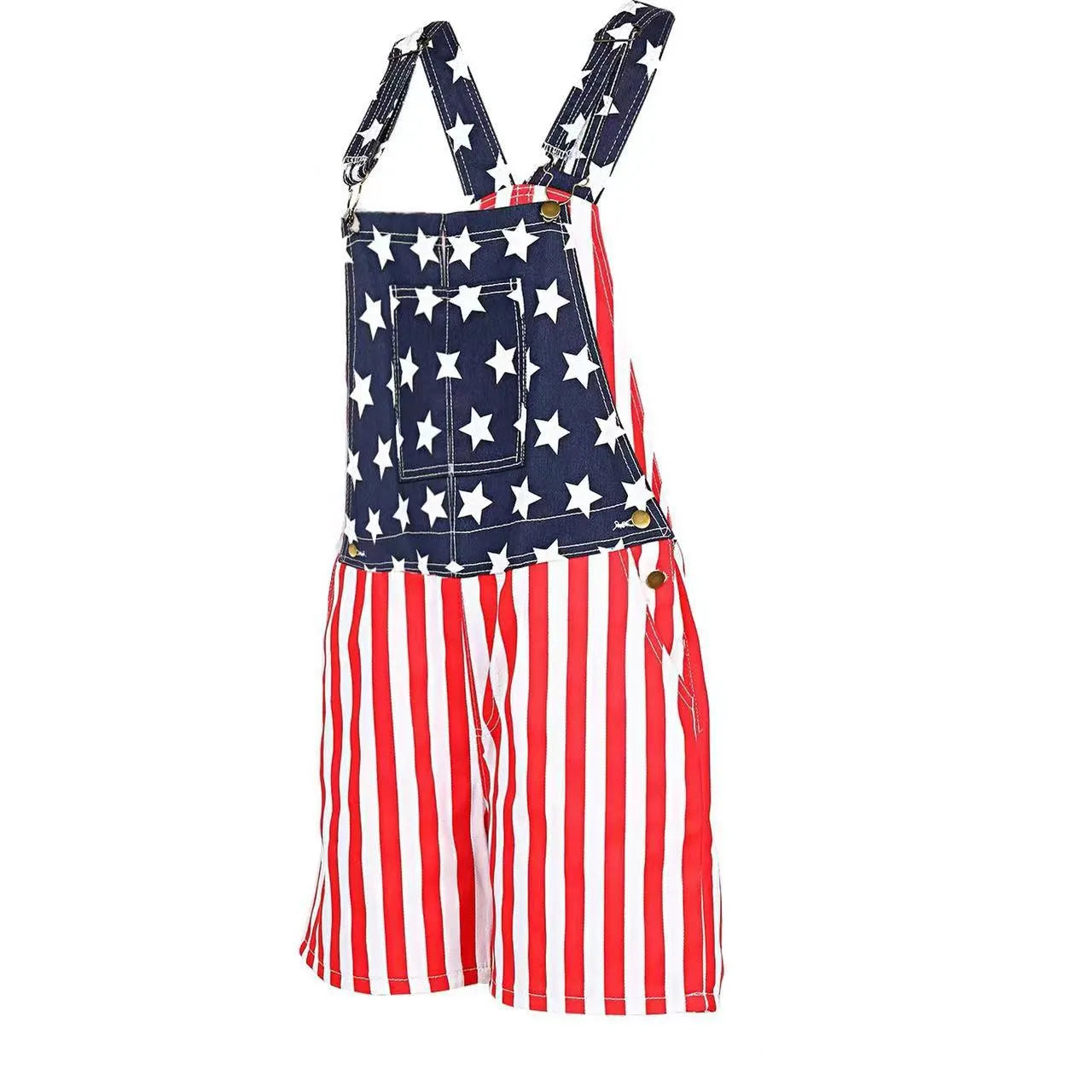 American Independence Day Flag Unisex Canvas Denim Jumpsuit