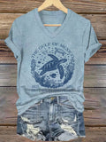 Women's The Gulf Of Mexico Printed V Neck T-shirt