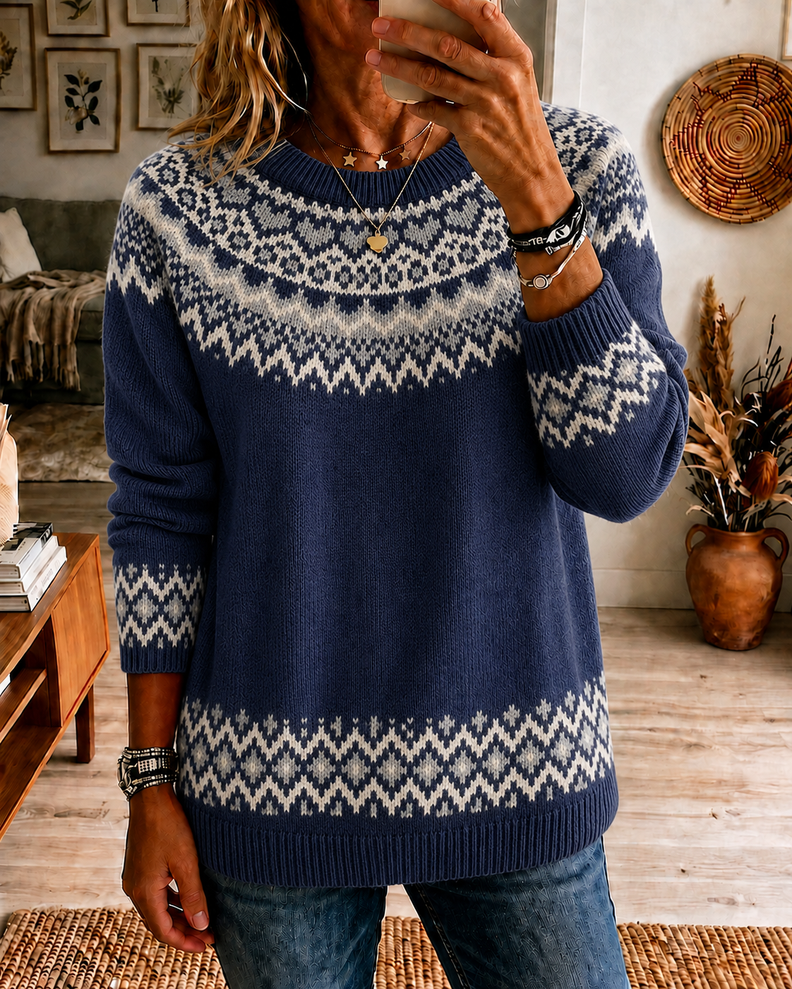 Women'S Pink Breast Cancer Awareness Printing Multi-Color Leisure Round Neck Color Contrast Loose Knit