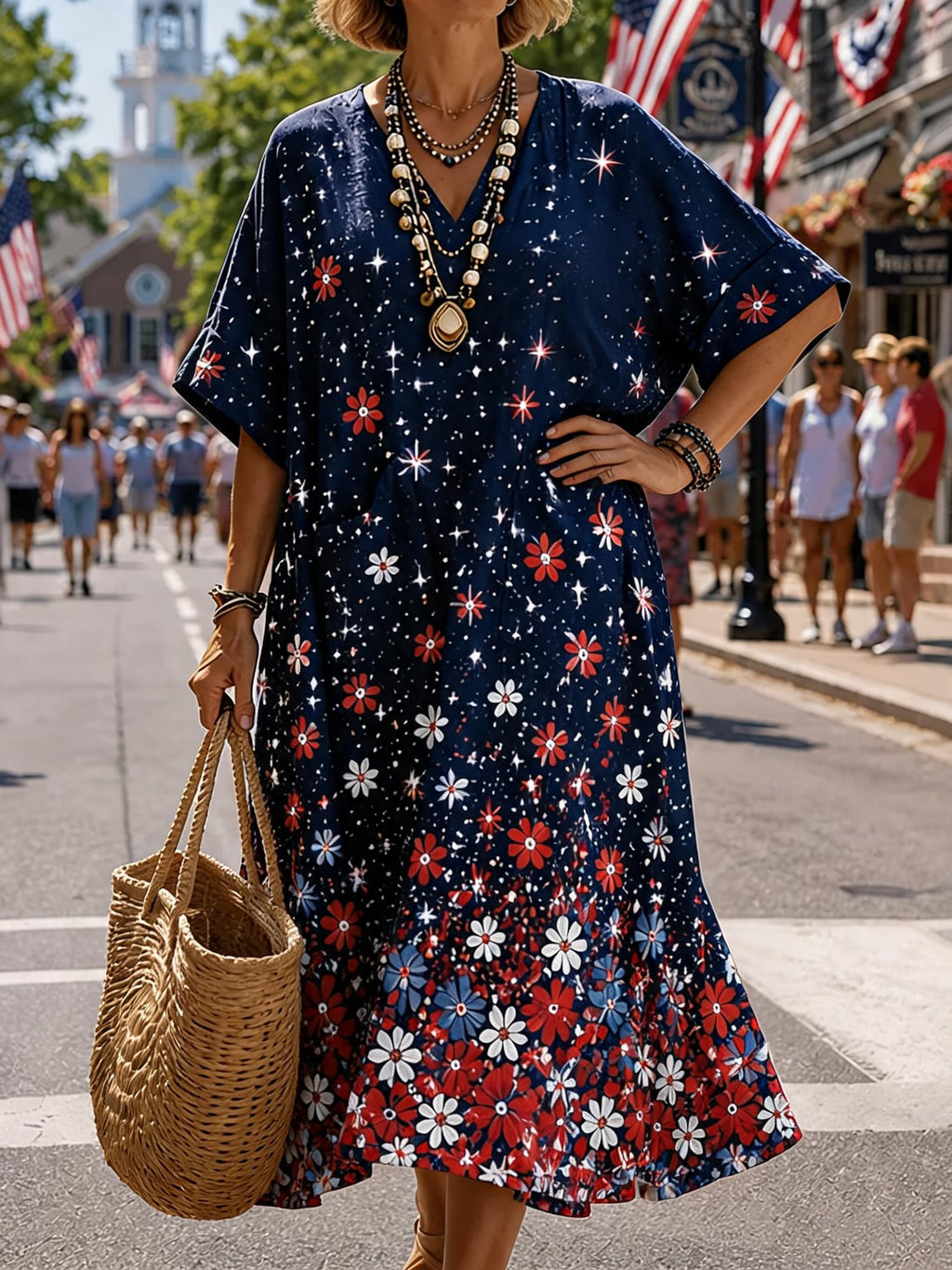 Women's USA 250th Anniversary Art Print Casual Dress