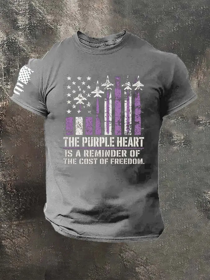 The Purple Heart Is A Reminder Of The Cost Of Freedom.Pattern 100% Cotton T-Shirt