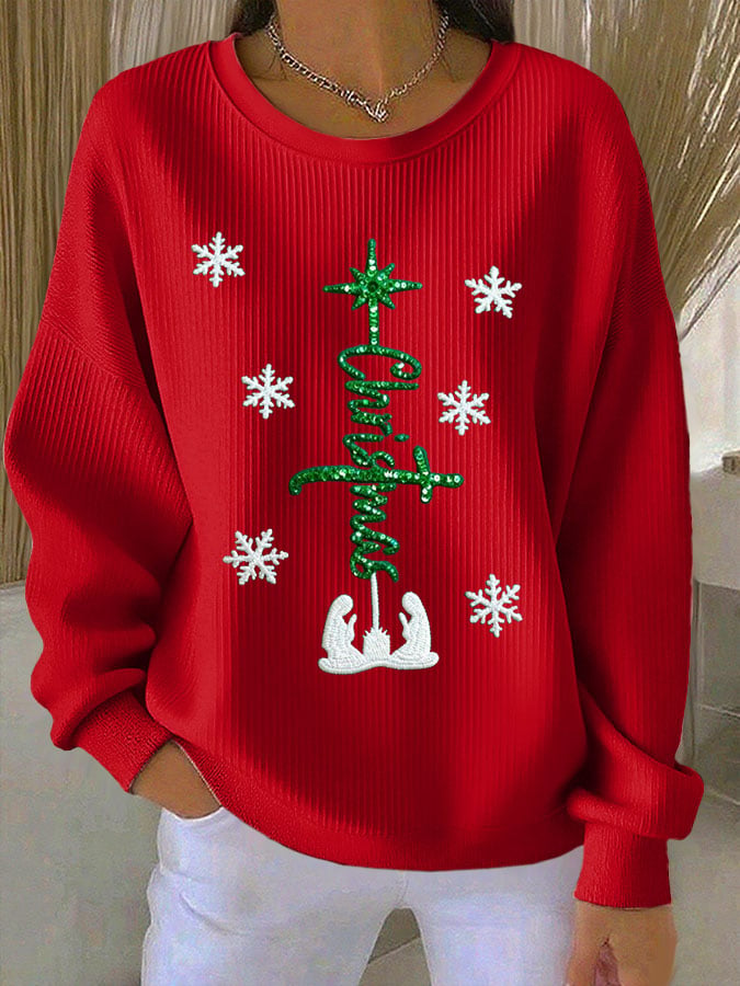 Women's Casual Print Long Sleeve Knit Top
