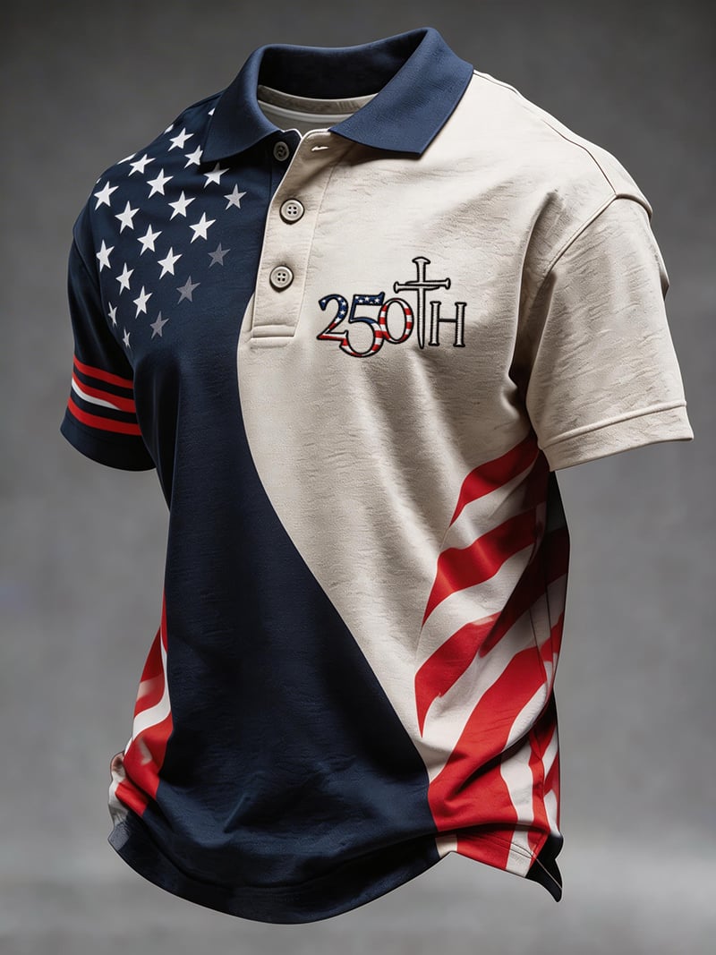 Men's 250th Anniversary of the USA Creative Print Short-Sleeve Polo Shirt