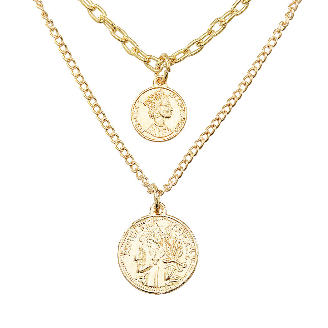 Women'S Vintage Gold Chain Multi-Layer Necklace