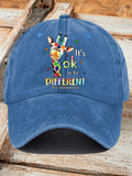 Retro Autism Awareness Giraffe It's Ok To Be Different Print Baseball Cap