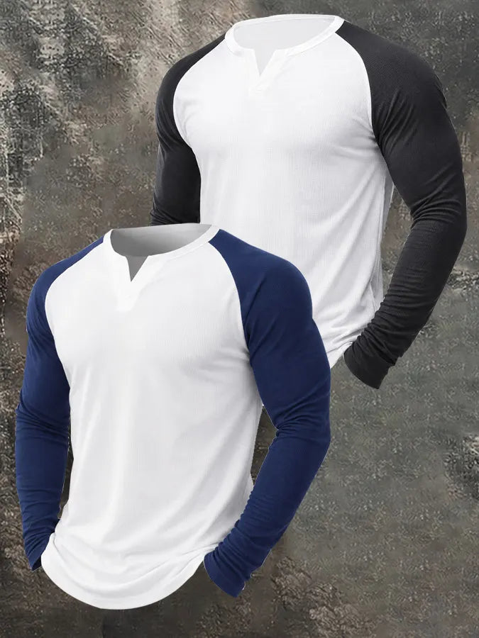 Men's Casual Outdoor Slim Fit Base Layer Raglan Top Set