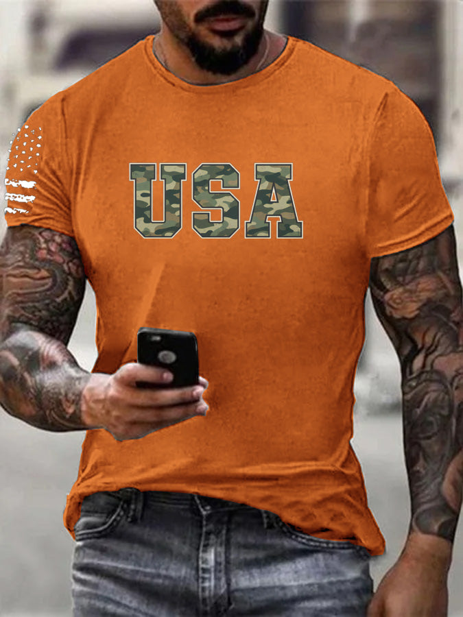 Camouflage USA Pattern 100% Cotton T-Shirt
