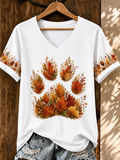 Women'S Cat Printed V-Neck T-Shirt