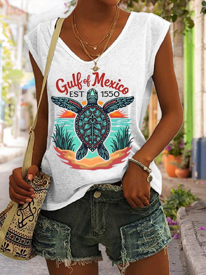 Women's Gulf Of Mexico Print Tank Top