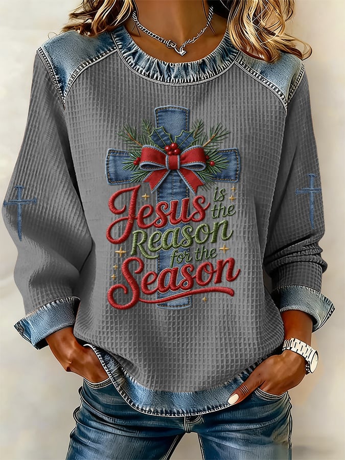 Women's casual Christmas Jesus seasonal sweatshirt
