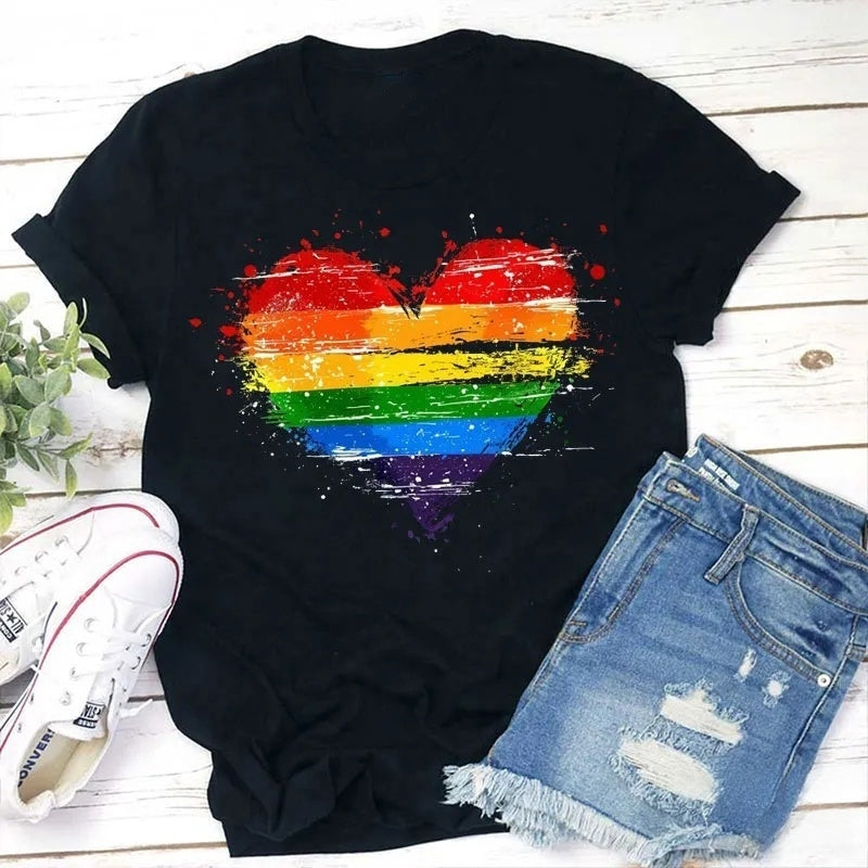 Rainbow Heart Pride Cotton T-Shirt