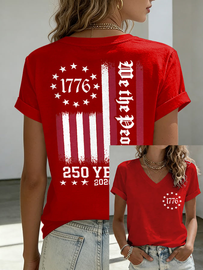 Women's Retro 250th Anniversary Print Casual T-Shirt