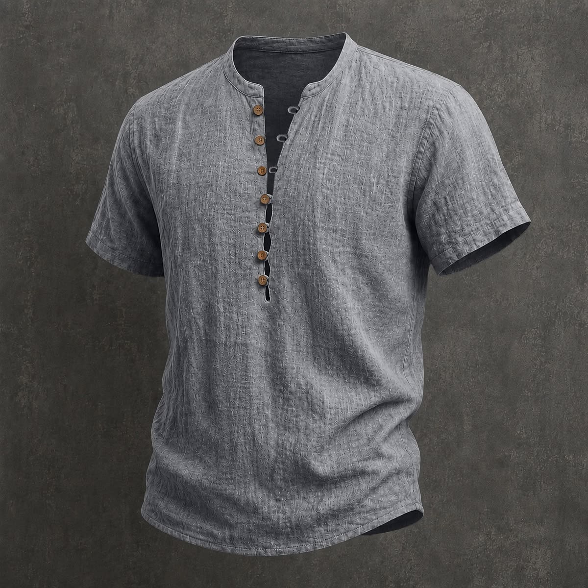 Men's Linen Short Sleeve Henley  T-Shirt