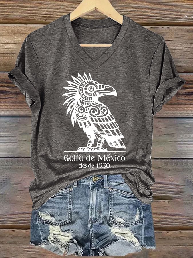 Women's Gulf Of Mexico Printed V Neck T-Shirt