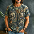 Men's Peace Love Cosmic Vibrations Music For The Soul Skull Tie-dye Print T-shirt