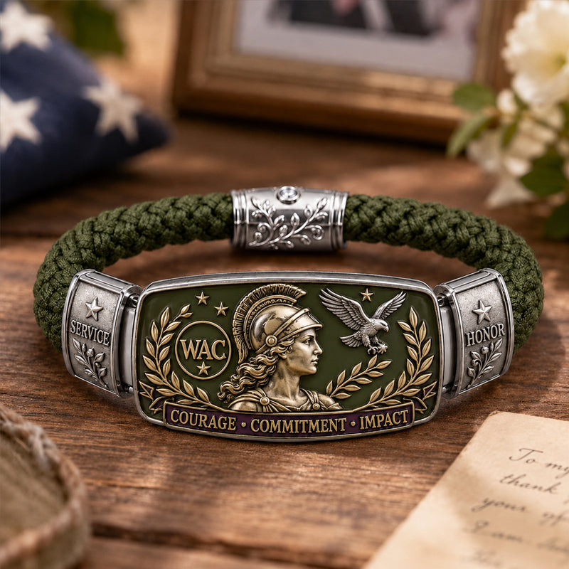Retro Women's Army Corps WAC Veteran Commemorative Braided Bracelet