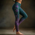 Women's Retro Purple Rose Gradient Pattern Leggings