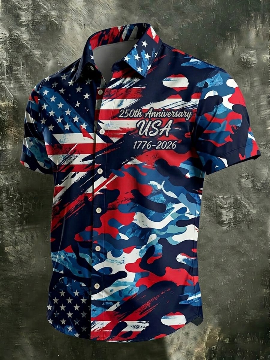 Men's U.S. 250th Anniversary Camo Print Short-Sleeve Shirt