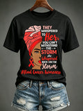 Women'S Blood Cancer Red Ribbon Health Awareness Round Neck T-Shirt