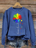 Women's Autism Awareness Choose Kind Sunflower Print Sweatshirt