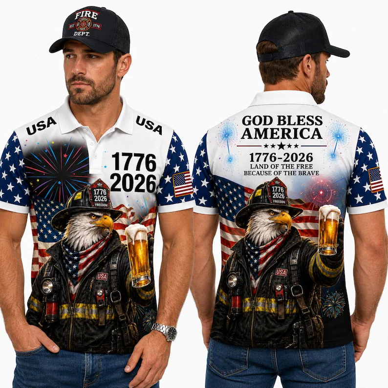 Men's American Independence Day 250th Anniversary Cowboy Eagle Beer Memorial Short Sleeve Shirt