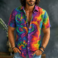 Men's Peace Sign Colorful Tie Dye Print Shirt