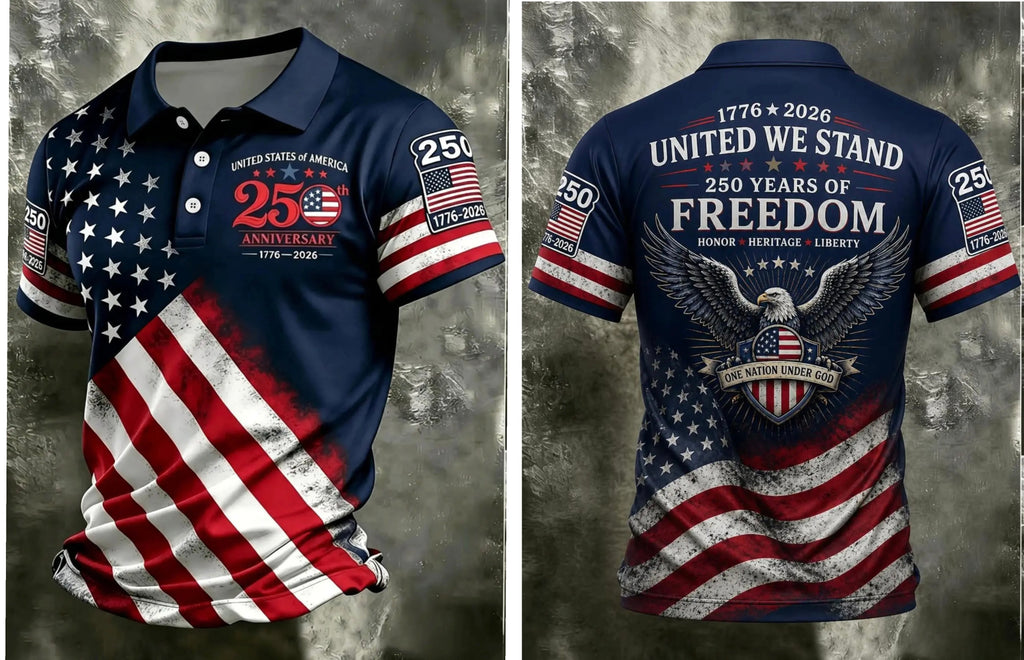 250th Anniversary Patriotic American Flag Polo Shirt