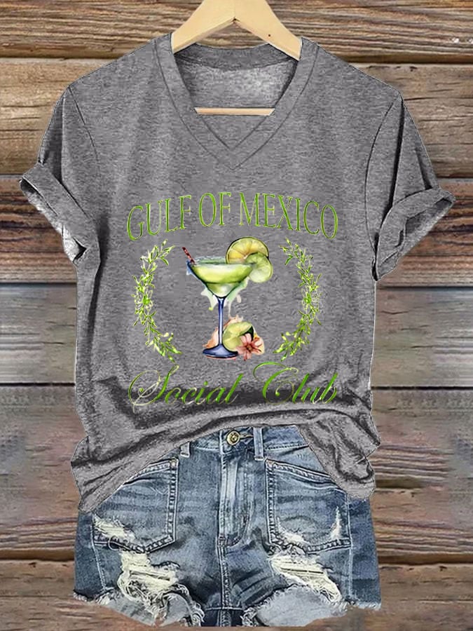 Women's Gulf of Mexico Print V-Neck T-Shirt