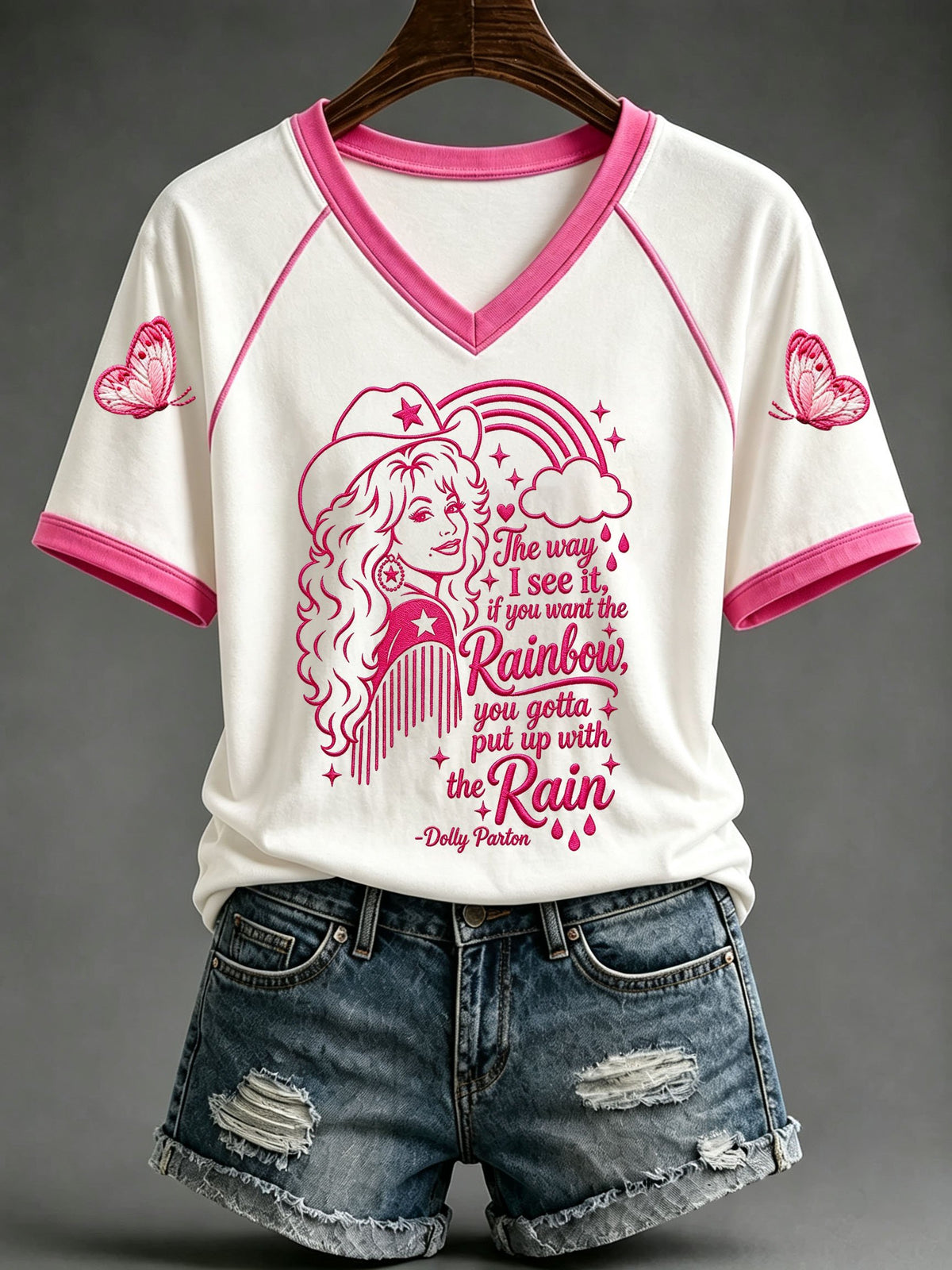 Women's If You Want The Rainbow You Gotta Put Up With The Rain Print Casual T-shirt