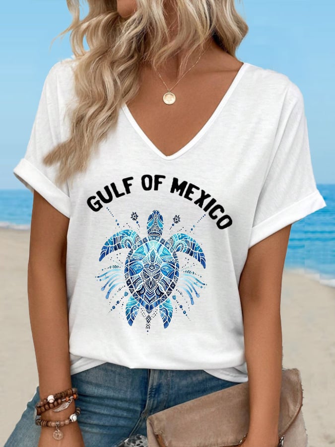 Women's Gulf of Mexico turtle print T-shirt