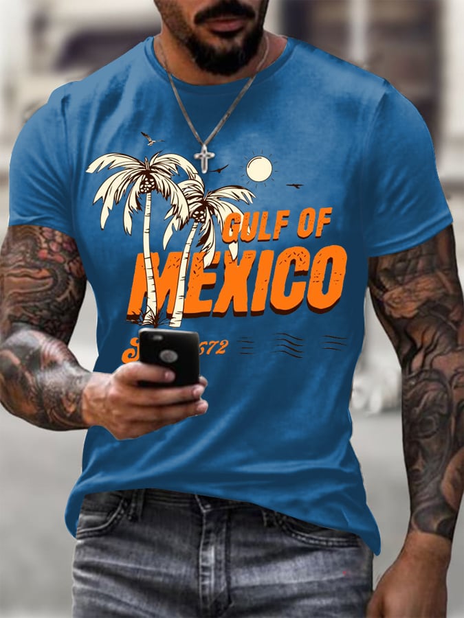 Men's Gulf Of Mexico Printed Round Neck T-Shirt