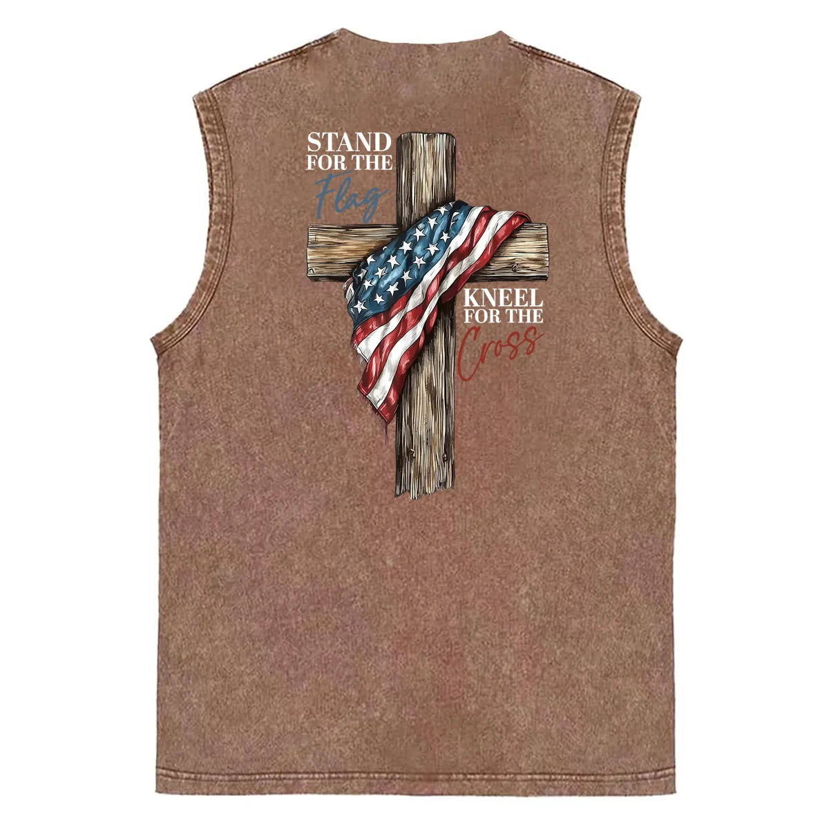 Stand For The Flag Kneel For The Cross Unisex Washed Cotton Sleeveless Tank Tops