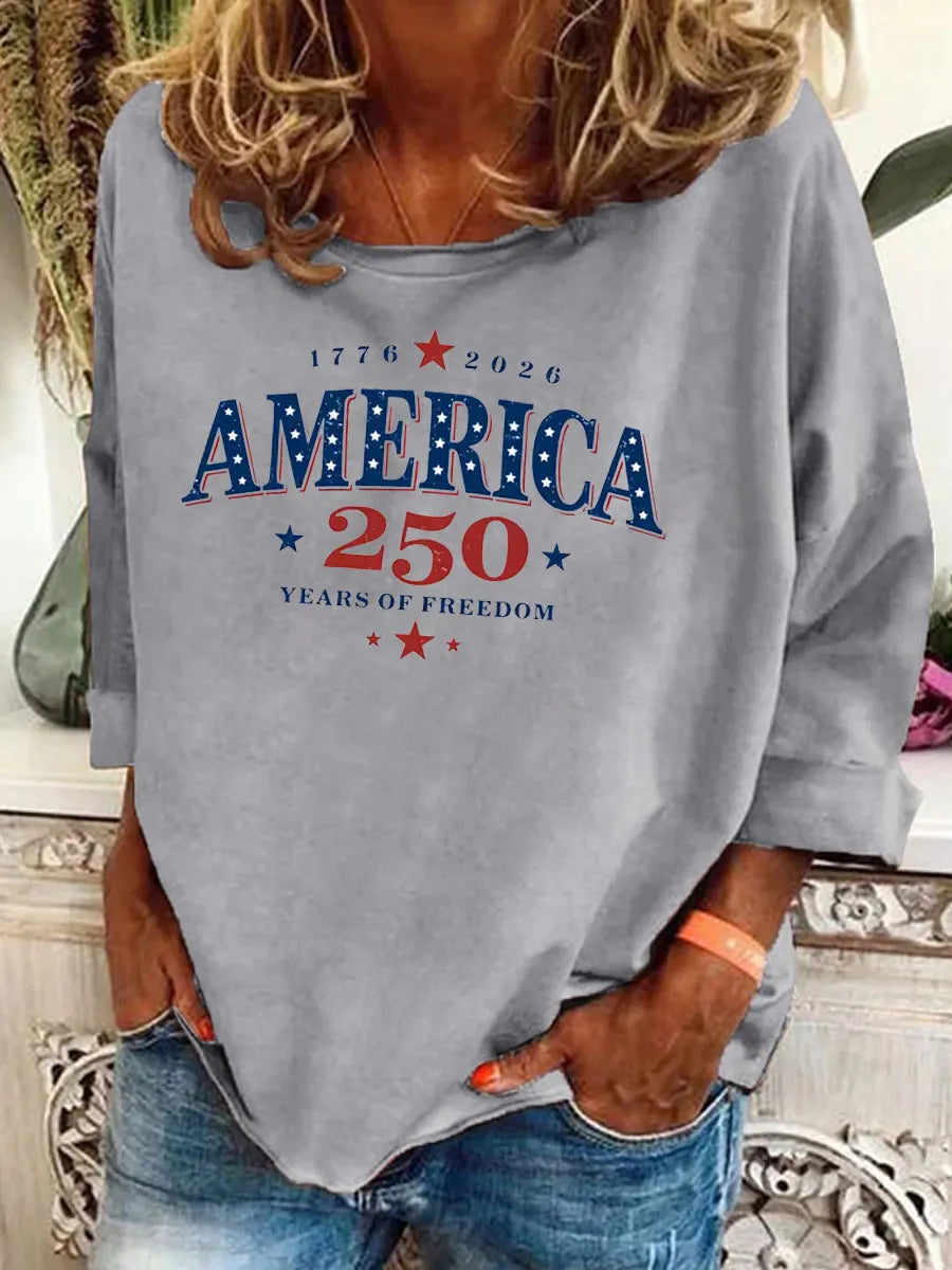 Women's America 250 Years Of Freedom  Pattern  Long Sleeve T-Shirt