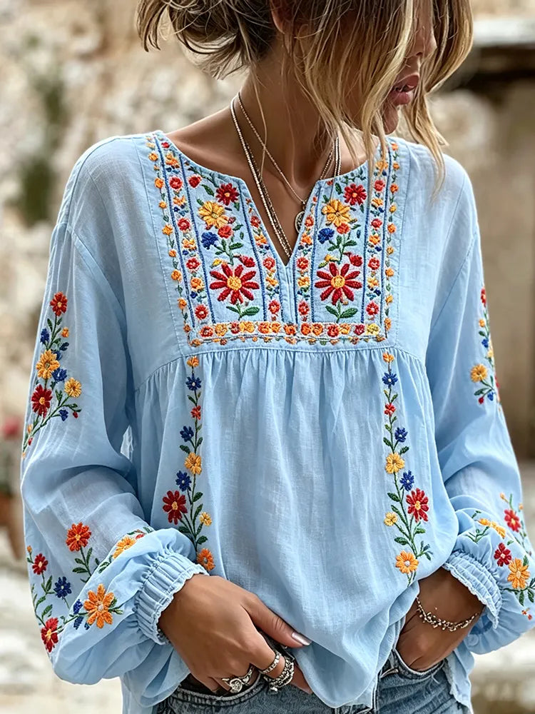 Women's Bohemian Floral Print Casual T-shirt