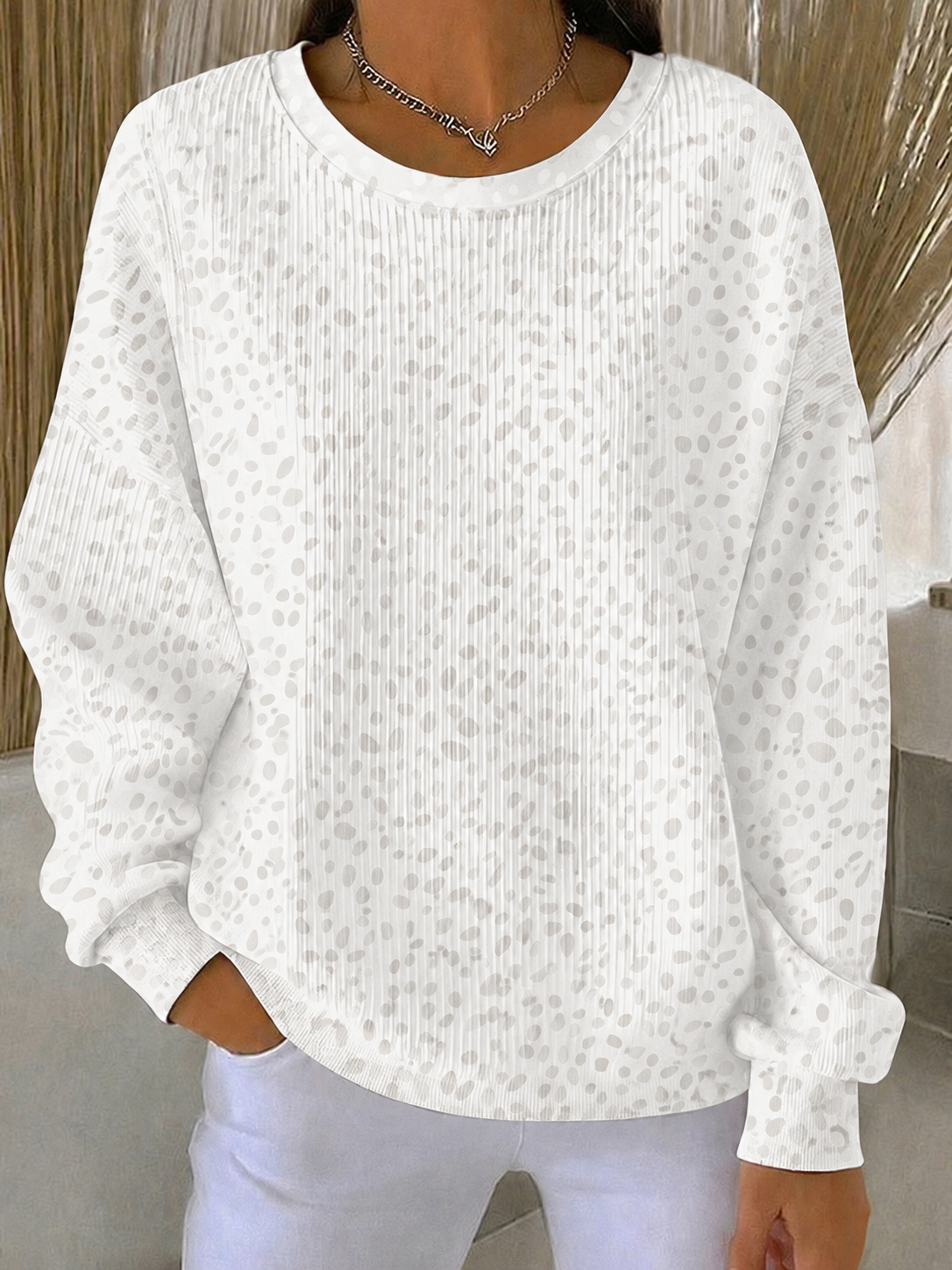 Women'S Breast Cancer Promotional Print Casual Waffle Sweatshirt
