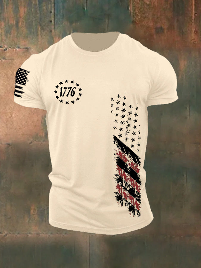 250th Anniversary America Flag 1776 Pattern 100% Cotton T-Shirt