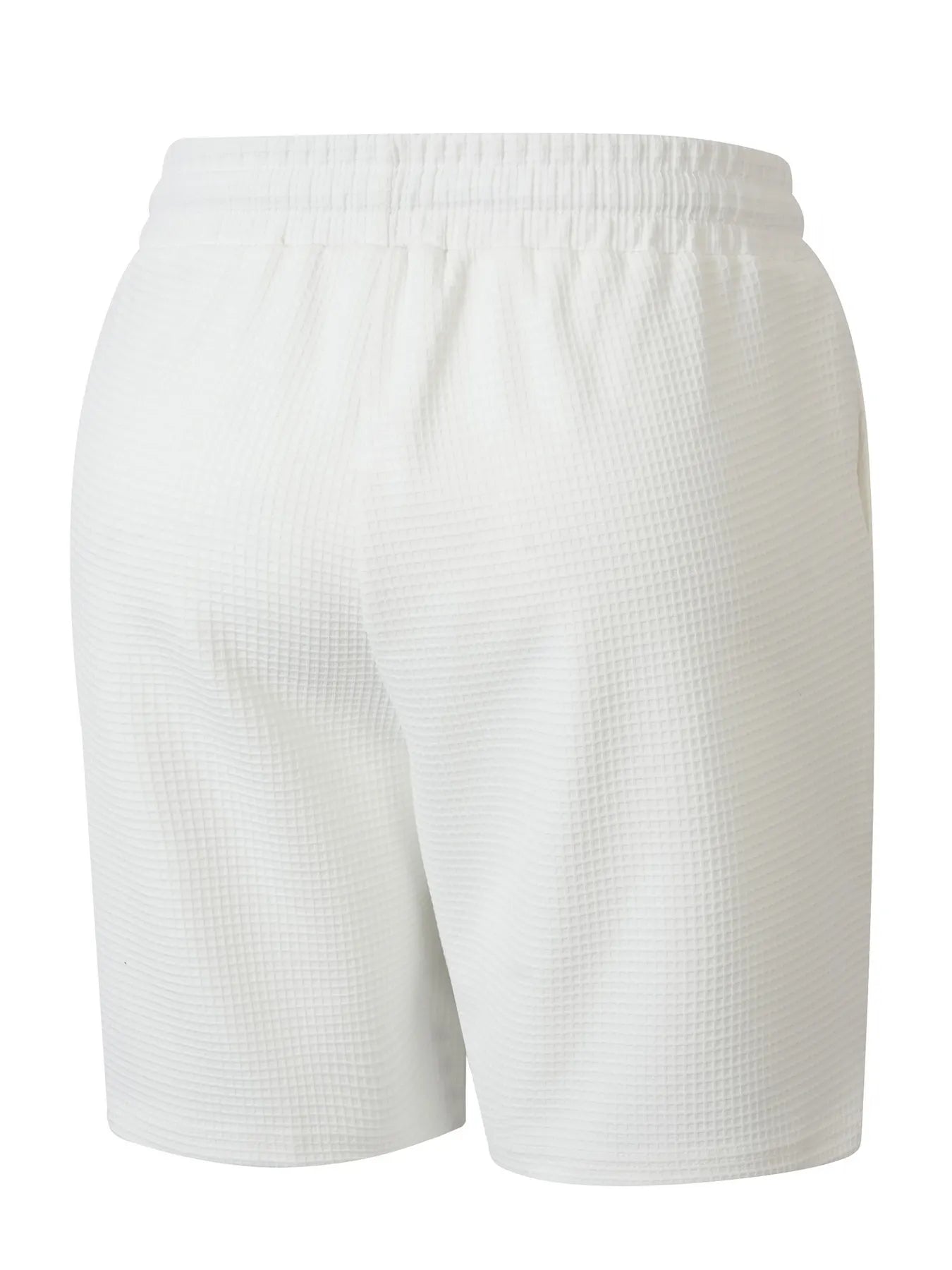 Men's Casual Solid-Color Waffle-Knit Drawstring Shorts with Pockets