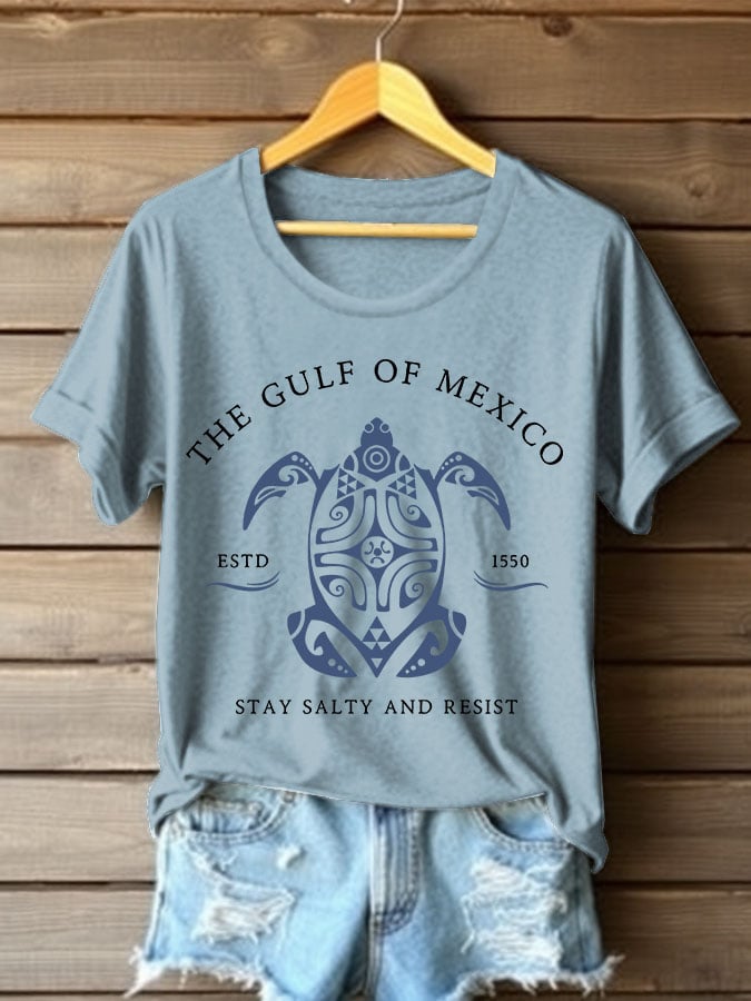 Women's The Gulf Of Mexico Printed Round Neck T-shirt