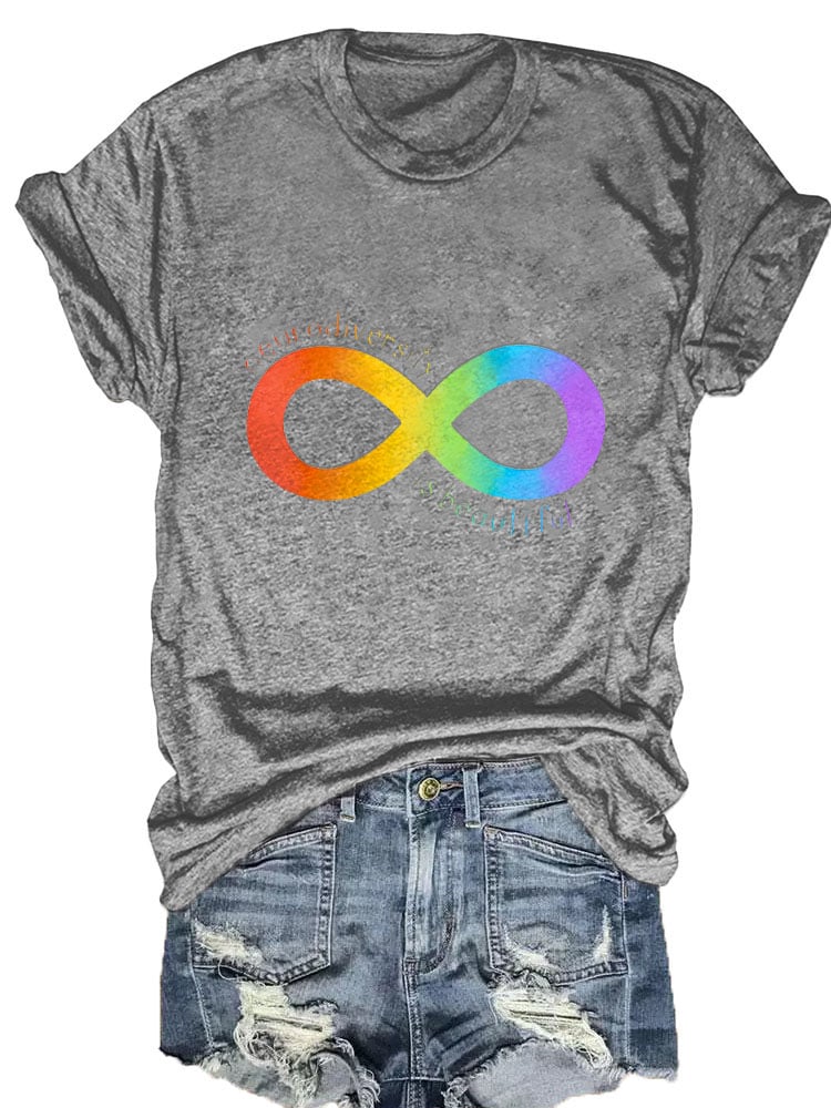 Autism Awareness Neurodiversity Is Beautiful  Print T-Shirt