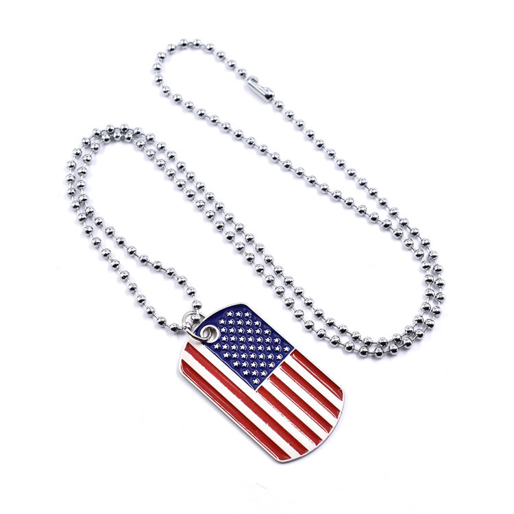 Men's American Flag Independence Day Military Brand Necklace