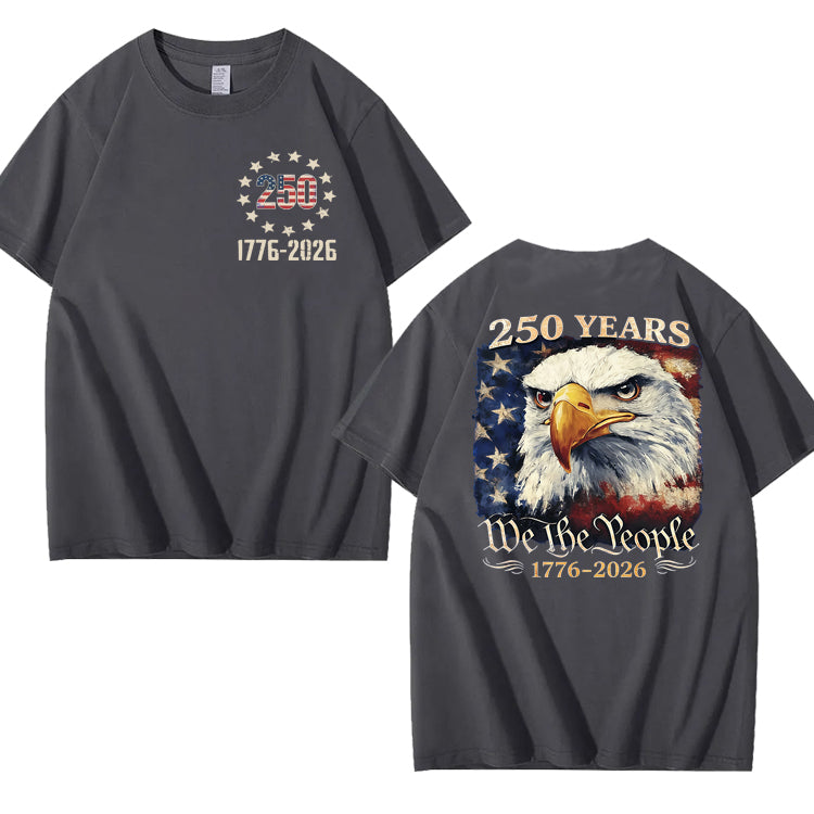 250 Years America Patriotic USA Flag 250th Anniversary 100% Cotton T-Shirt