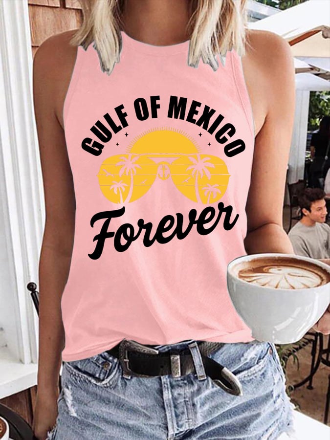 Women's Gulf Of Mexico Print Round Neck Tank Top
