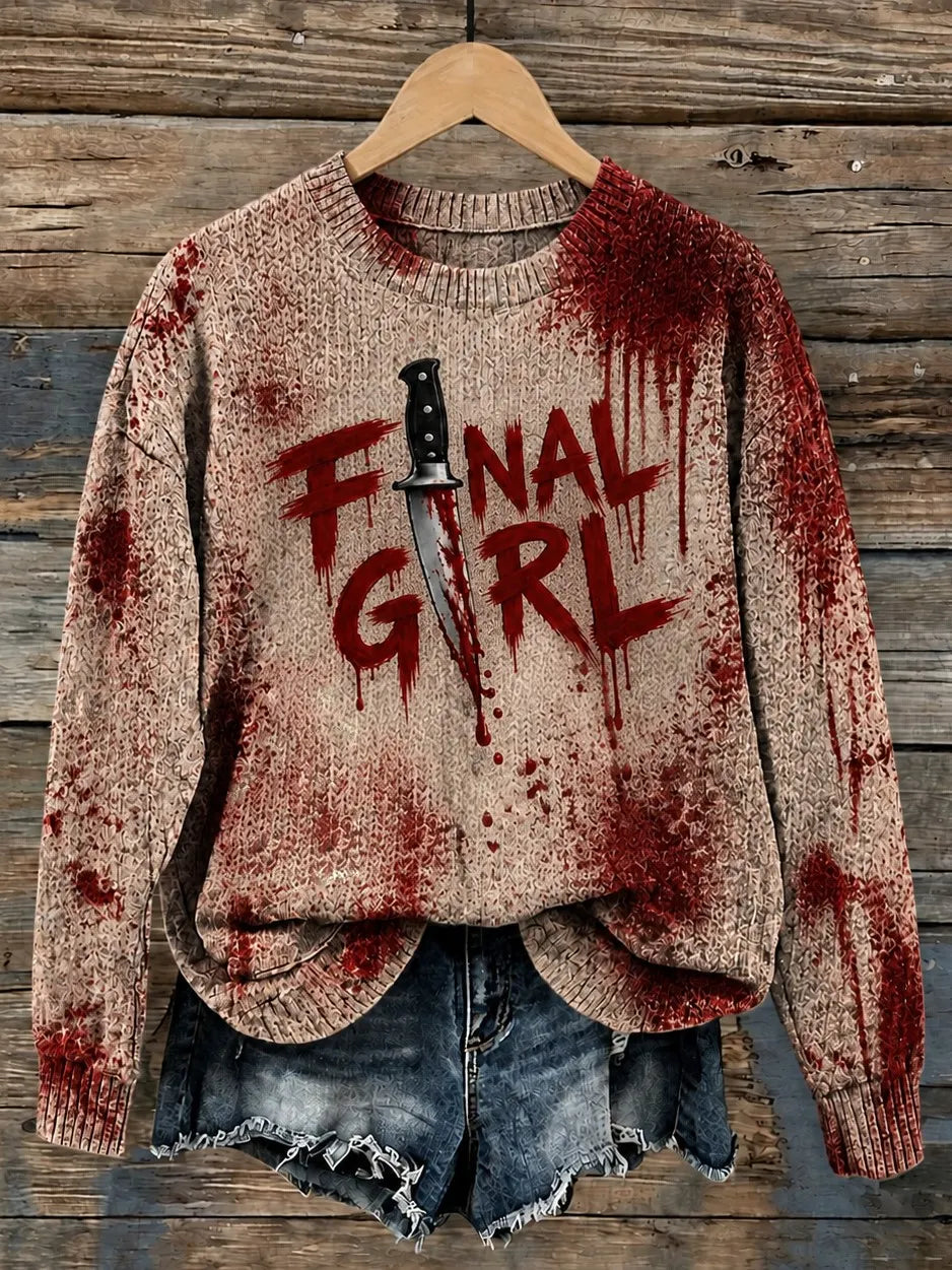 Women's Vintage Bloodstain Print Sweater